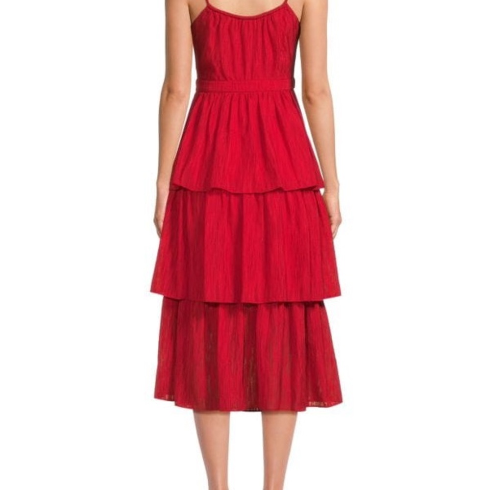 Karl Largerfeld Elegant Red Tiered Dress